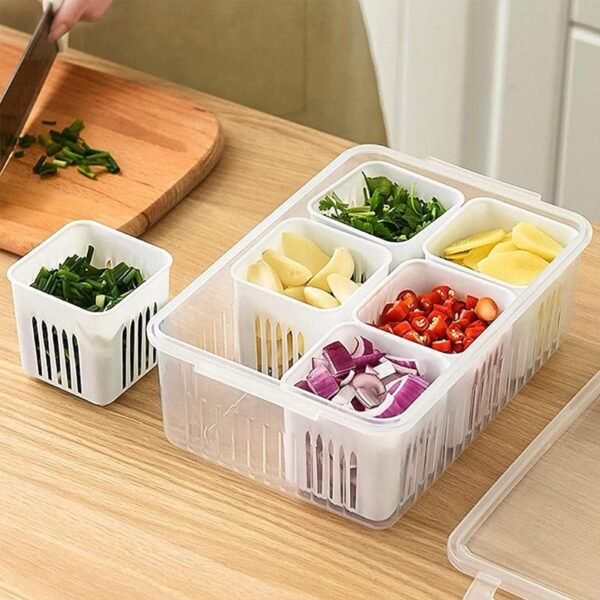 Fridge Storage Boxes Freezer Storage Containers, Container for Kitchen Storage Set, Storage in Kitchen, Vegetable Storage, Draining Crisper Refrigerator Food Box (1 Pc) - Image 5