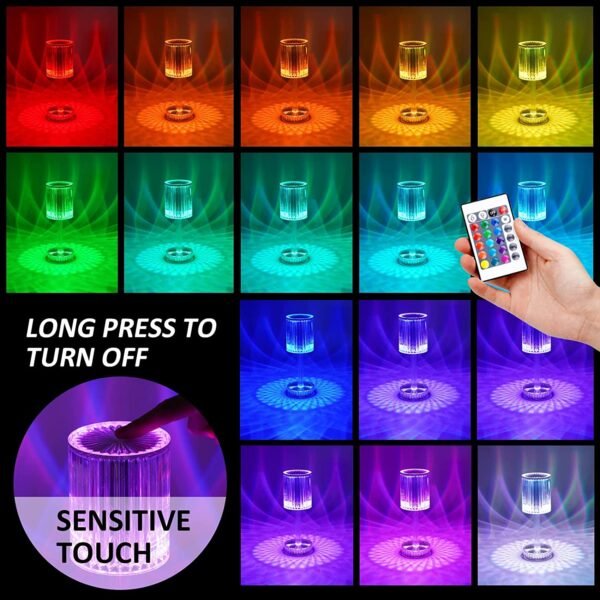 Crystal Table Lamp , Touch Control Atmosphere Nightstand Lamp With USB Charging Line - Image 5