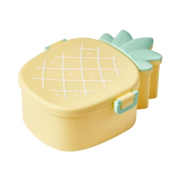 Kids Lunch Box Cute Pineapple Shaped Bento Box with Fork Spoon Snack Candy Container Microwave Portable Office Lunch Box (1 Pc / With Spoon, Fork & Color Box) - Image 4