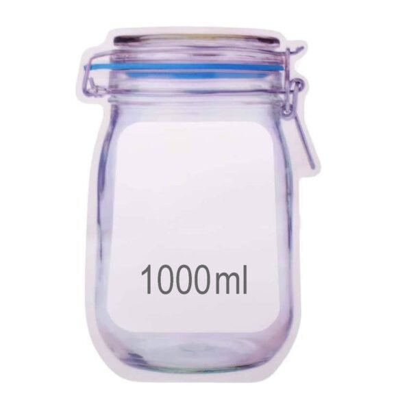 Reusable Airtight Seal Plastic Food Storage Mason Jar Zipper (1000ml) - Image 5