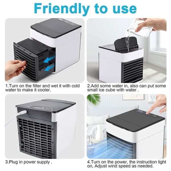 Mini Portable Air Cooler, Personal Space Cooler Easy to fill water and mood led light and portable Air Conditioner Device Cool Any Space like Home Office - Image 3