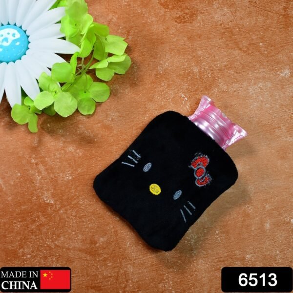 Black Hello Kitty small Hot Water Bag with Cover for Pain Relief, Neck, Shoulder Pain and Hand, Feet Warmer, Menstrual Cramps. - Image 2