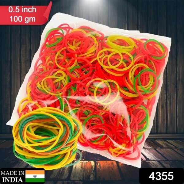 Multicolor Rubber Bands (Elastic & Reusable, Office & Home / 0.5 Inch 100GM) - Image 2