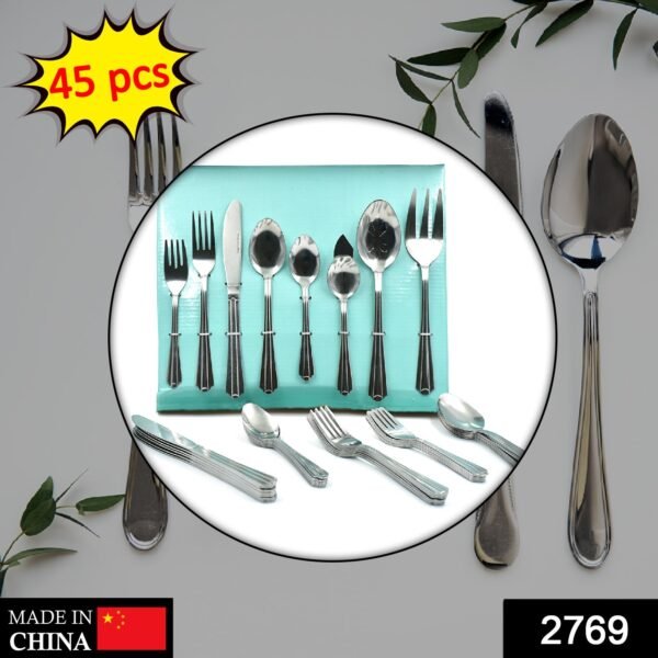 45Pc Stainless steel Flatware Set Used For Dinner, Breakfast And Lunch Purposes In All Kinds Of Places. - Image 2