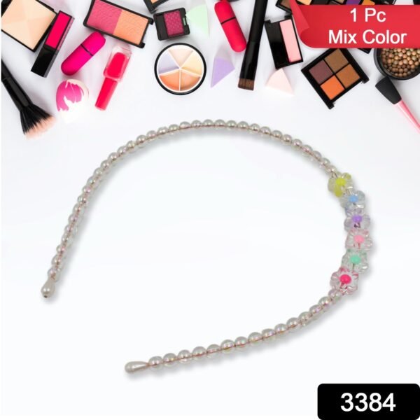 Hair Accessories Metal Handmade Colorful beads With Pearls Fancy Party Hairband (1 Pc / Mix Design) - Image 2