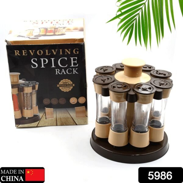 Revolving Spice Rack, 8 Spice jars with 120 ml, Condiment Set - Image 2