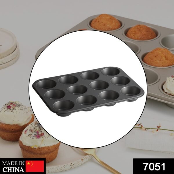 Nonstick Aluminium Muffin Tray Cupcake Pan Tray (12 Cup Cavities) - Image 2