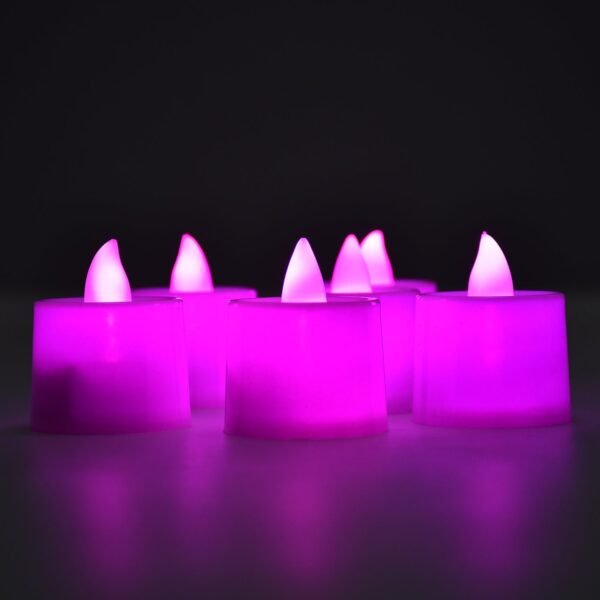 Pink Flameless LED Tealights, Smokeless Plastic Decorative Candles - Led Tea Light Candle For Home Decoration (Pack Of 24) - Image 3