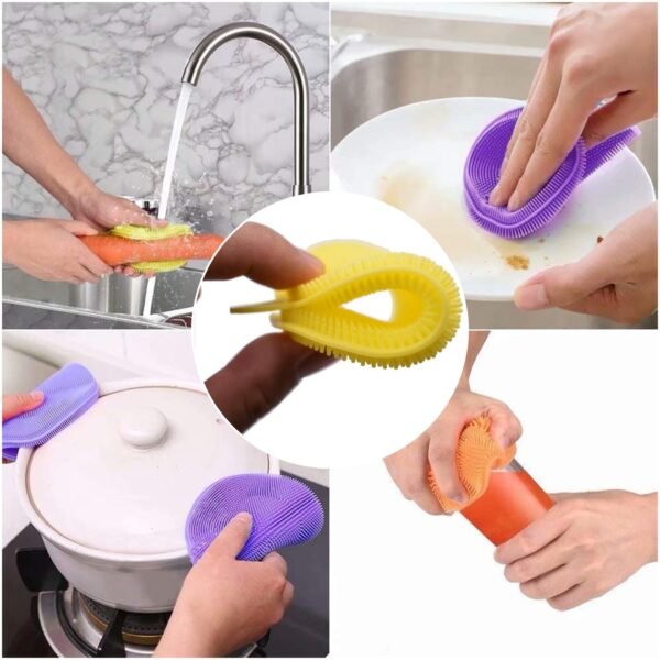 Silicone Dish Scrubber Sponge Mildew Free, Non Stick (Mix Color) - Image 6