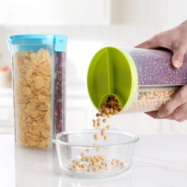 3 in 1 Transparent Air Tight Storage Dispenser Container (With Color Box) - Image 3