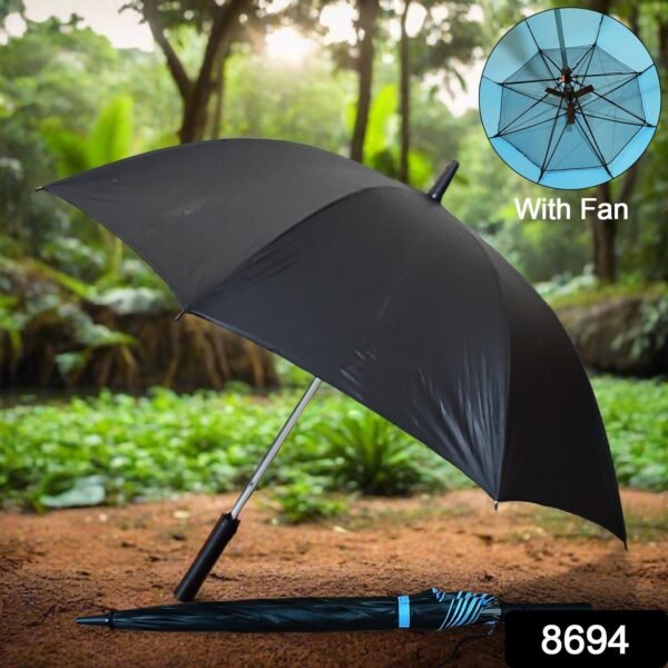 Sun Umbrella With Inside Fan & Power Bank Umbrellas For Summer (1 Pc) - Image 2