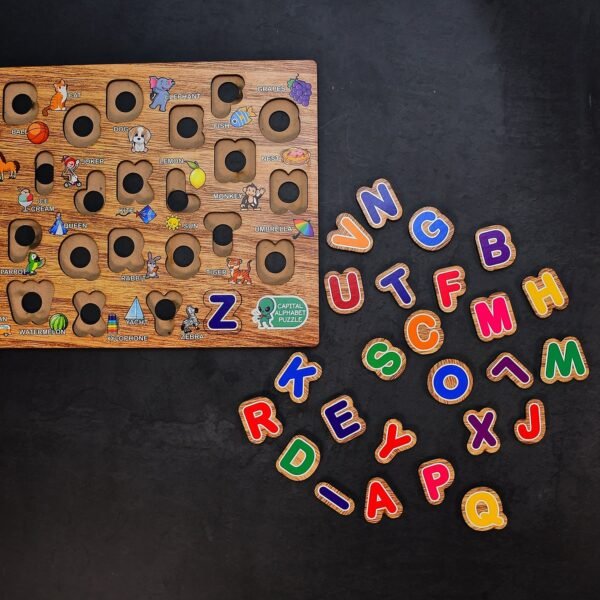 Wooden Capital Alphabets Letters Learning Educational Puzzle Toy for Kids.