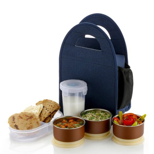 Steel Lunch Box Set (4 pcs, Black) - Image 4