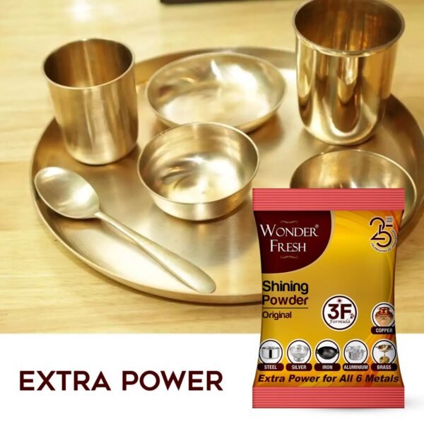 Shining Powder, Cleans and Polishes Copper, Brass, Silver, Aluminum, Iron, and Steel, Removes Tarnish and Oxidation (200 GM) - Image 3