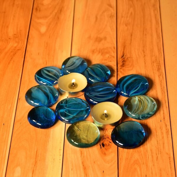 Glass Gem Stone, Flat Round Marbles Pebbles for Vase Fillers, Attractive pebbles for Aquarium Fish Tank. - Image 4