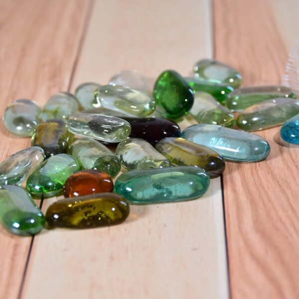 Glass Gem Stone, Flat Round Marbles Pebbles for Vase Fillers, Attractive pebbles for Aquarium Fish Tank. - Image 4