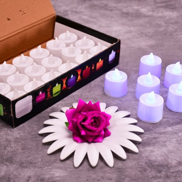 Pink Flameless LED Tealights, Smokeless Plastic Decorative Candles - Led Tea Light Candle For Home Decoration (Pack Of 24)