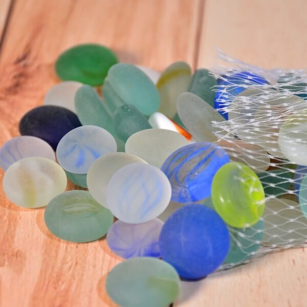 Glass Gem Stone, Flat Round Marbles Pebbles for Vase Fillers, Attractive pebbles for Aquarium Fish Tank. - Image 3