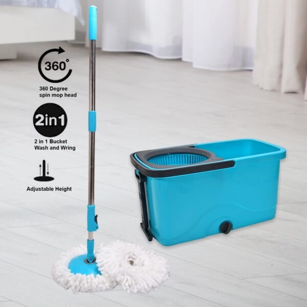 Quick Spin Mop Plastic spin, Bucket Floor Cleaning, Easy Wheels & Big Bucket, Floor Cleaning Mop with Bucket - Image 6