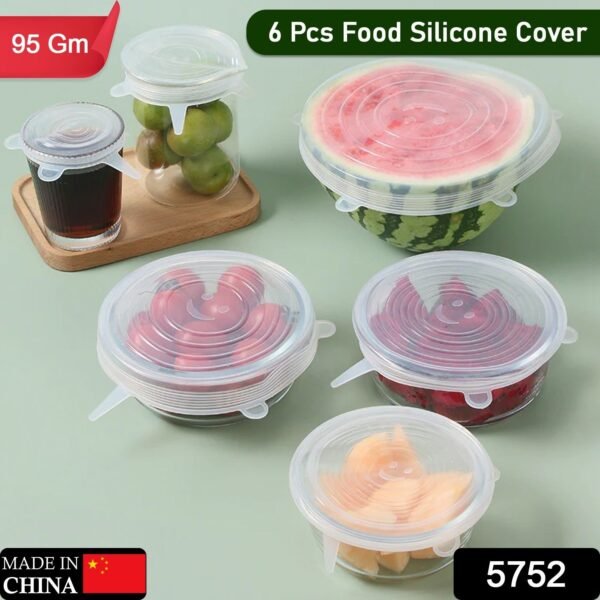 Silicone Stretch Lids, Food Cover For Freezer Microwave Oven Dishwasher Safe Fresh-Keeping Flexible Covers for Utensils, Dishes, Plates Jars, Cans, Mugs, Bowl Covers Food Safety Seal Lids (6 Pcs Set /95 Gm ) - Image 2