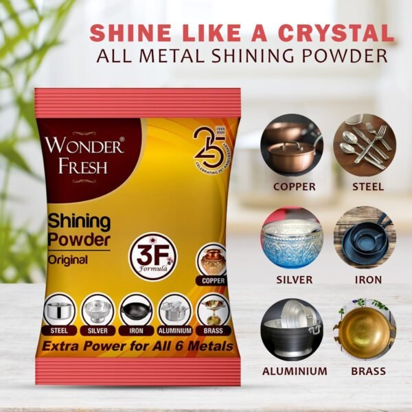 Shining Powder, Cleans and Polishes Copper, Brass, Silver, Aluminum, Iron, and Steel, Removes Tarnish and Oxidation (200 GM) - Image 4