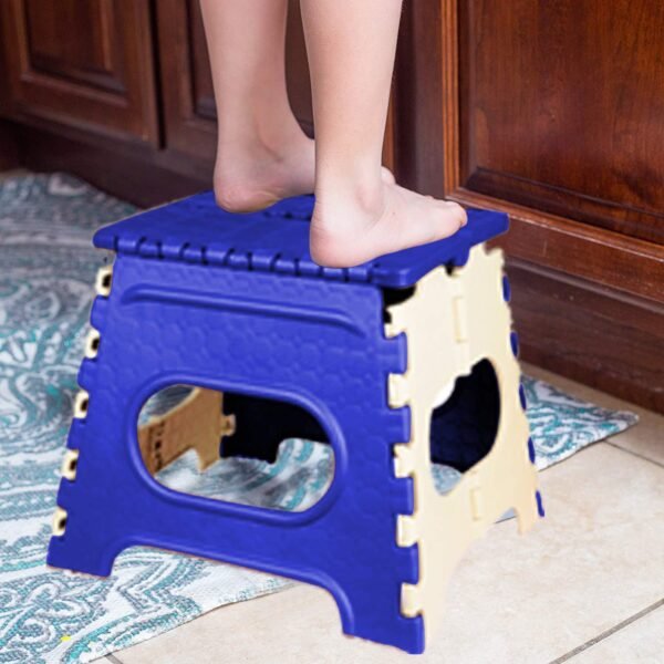 2009_12 Inch Plastic Folding Step Stool for Kids and Adults with Handle (Multicolor) - Image 3