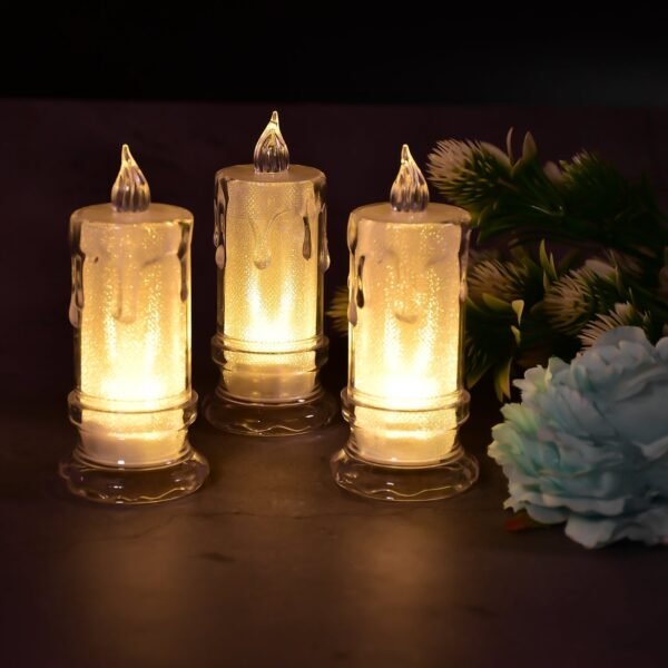 BIG SIZE FLAMELESS MELTED DESIGN CANDLES FOR DECORATION (SET OF 12PC) - Image 3