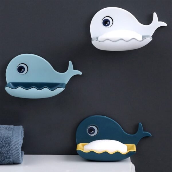 Fish Shape Soap Dish Adhesive Waterproof Wall Mounted Bar Soap Dish Holder  (Pack of 2Pc) - Image 3