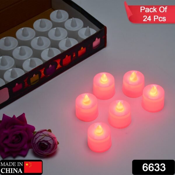 Red Flameless LED Tealights, Smokeless Plastic Decorative Candles - Led Tea Light Candle For Home Decoration (Pack Of 24) - Image 2