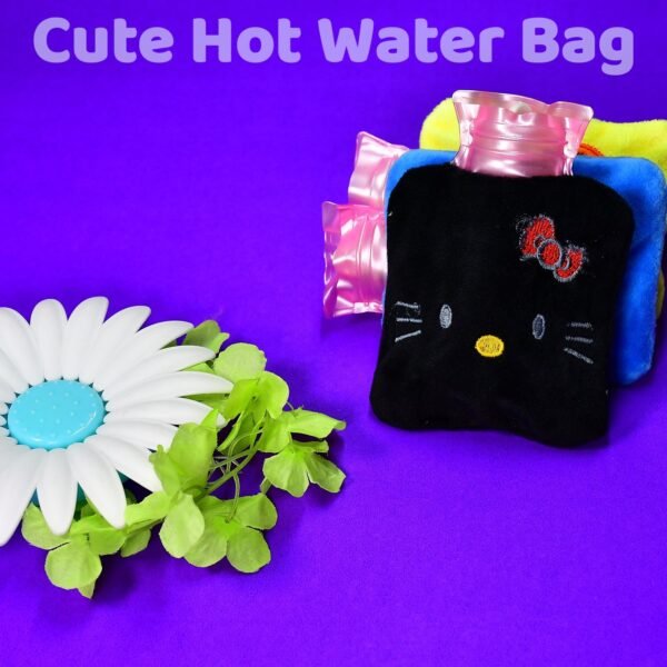 Black Hello Kitty small Hot Water Bag with Cover for Pain Relief, Neck, Shoulder Pain and Hand, Feet Warmer, Menstrual Cramps. - Image 6