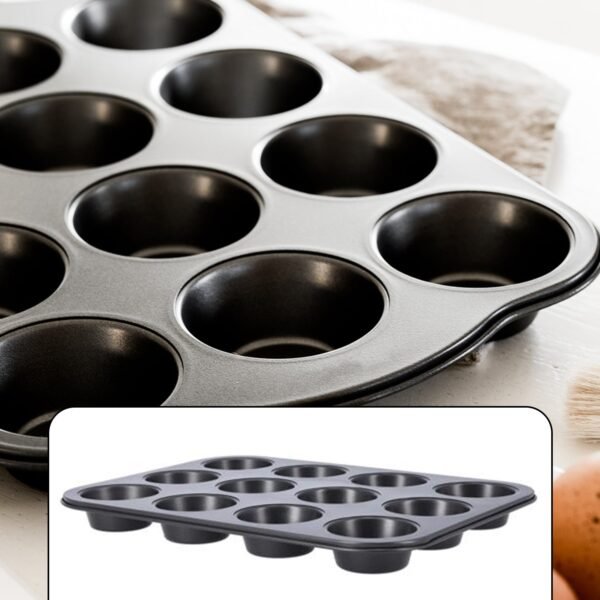 Nonstick Aluminium Muffin Tray Cupcake Pan Tray (12 Cup Cavities) - Image 7