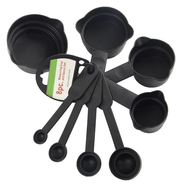 Plastic Measuring Cups and Spoons (8 Pcs, Black)