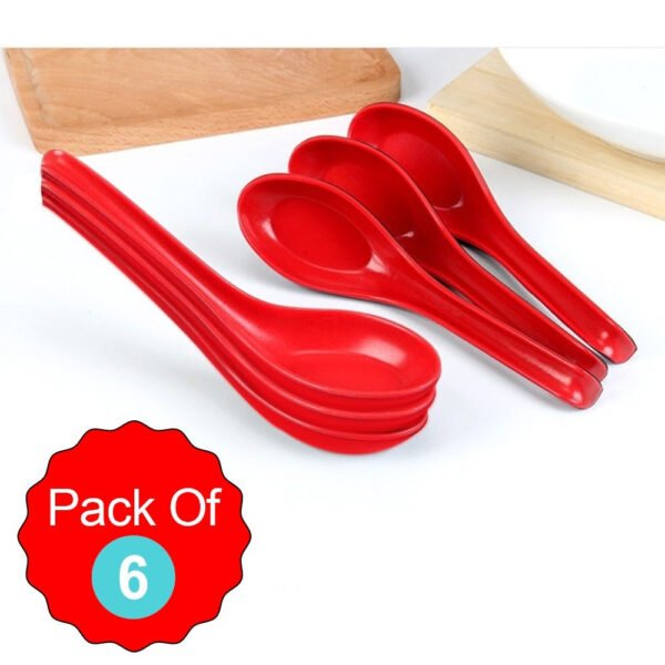 Microwave Safe, Unbreakable, Colorful Soup / Dessert Spoons, Food Grade Set of 6 Pcs, - Image 6