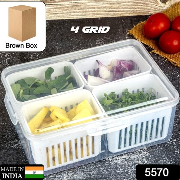 Fridge Storage Boxes Freezer Storage Containers, Container for Kitchen Storage Set, Storage in Kitchen, Vegetable Storage, Draining Crisper Refrigerator Food Box (1 Pc) - Image 3