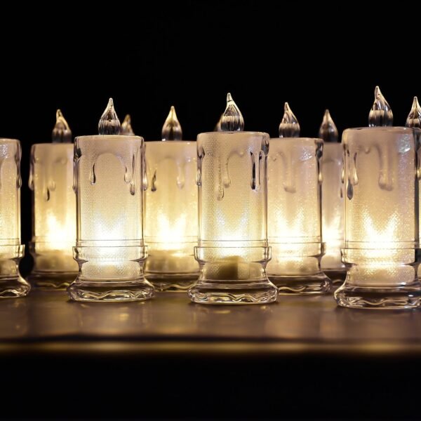 BIG SIZE FLAMELESS MELTED DESIGN CANDLES FOR DECORATION (SET OF 12PC) - Image 7