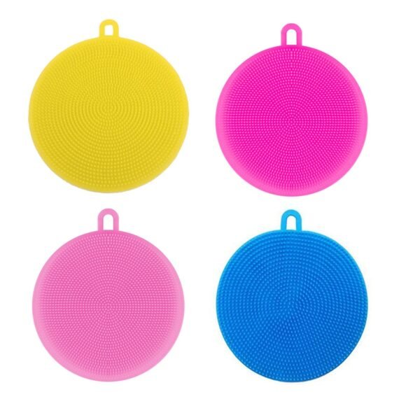 Silicone Dish Scrubber Sponge Mildew Free, Non Stick (Mix Color)