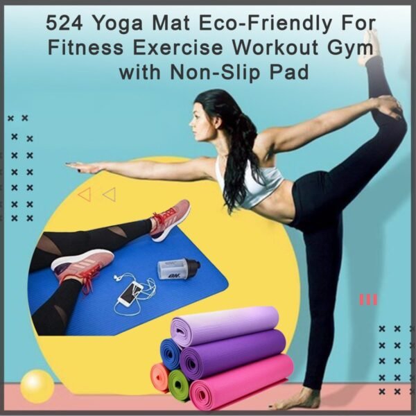 Yoga Mat Eco-Friendly For Fitness Exercise Workout Gym with Non-Slip Pad (180x60xcm) Color may very - Image 3