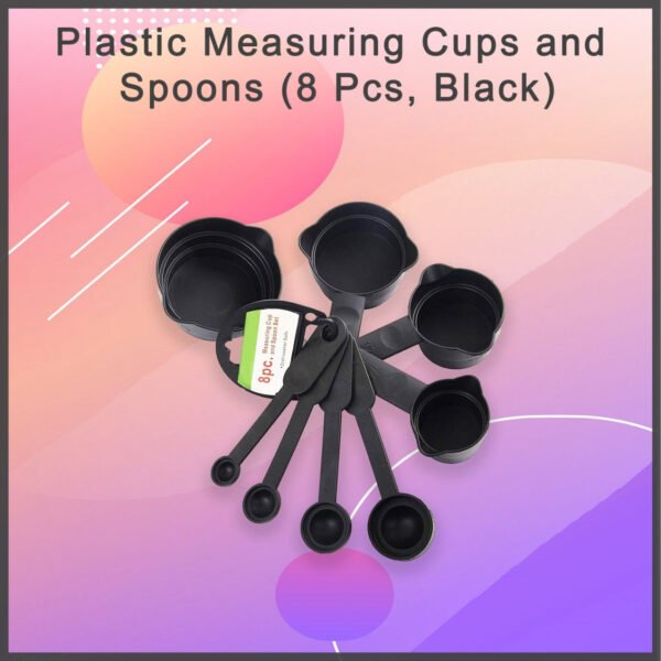 Plastic Measuring Cups and Spoons (8 Pcs, Black) - Image 6