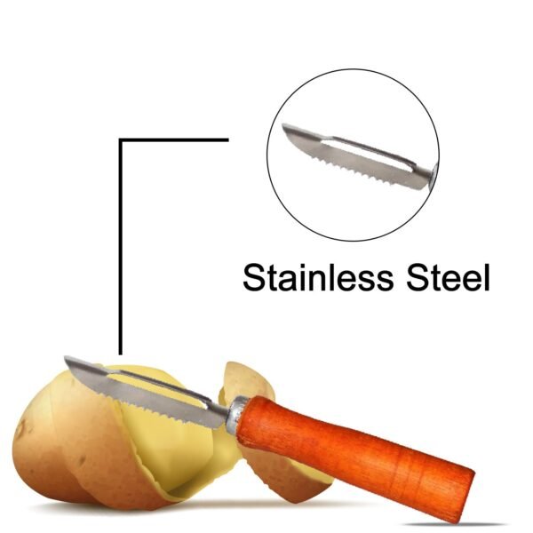 Wooden Handle and Stainless Steel Vegetable Peeler - Image 3