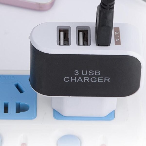 Triple USB 3 Port Wall AC Adapter Charger for Mobile Phone (1Pc Only) - Image 3