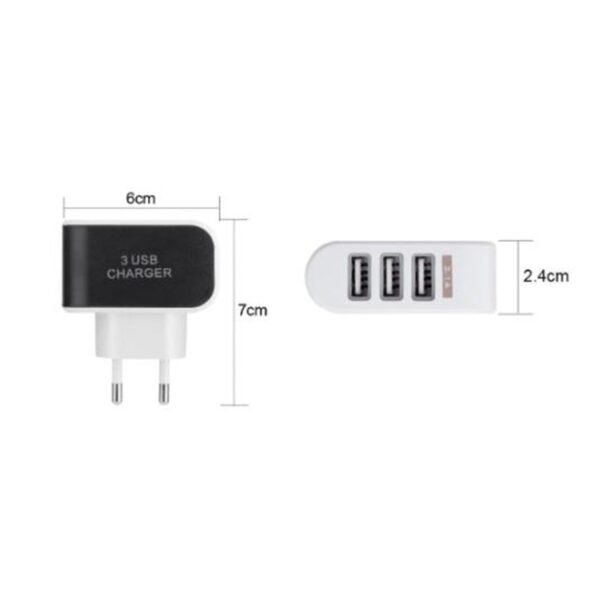 Triple USB 3 Port Wall AC Adapter Charger for Mobile Phone (1Pc Only) - Image 5