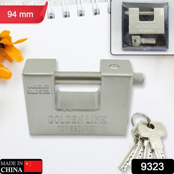 94mm Stainless Steel Padlock: Rectangular, Hardened Steel, 5 Keys - Image 2