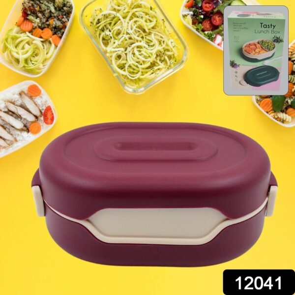 Airtight Food Grade Tiffin Box with 2 in 1 Spoon And 2 Compartment - Image 2