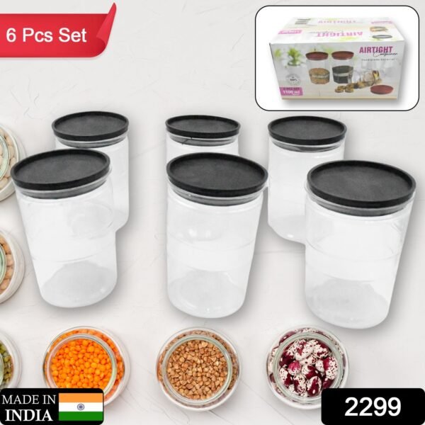 Air Tight Kitchen Storage Container for Rice | Dal | Atta, BPA-Free, Flour | Cereals | Snacks | Stackable | Modular, Round. (Approx - 1100Ml, Set of 6pcs) - Image 2