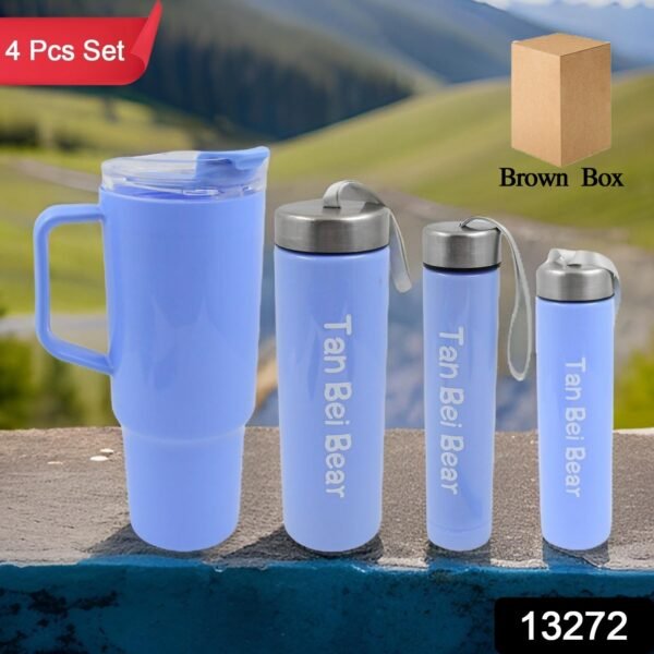 Plastic Water Bottle 3 Different Size Bottle & 1 pc Tumbler With Straw (4 Pc Set) - Image 2