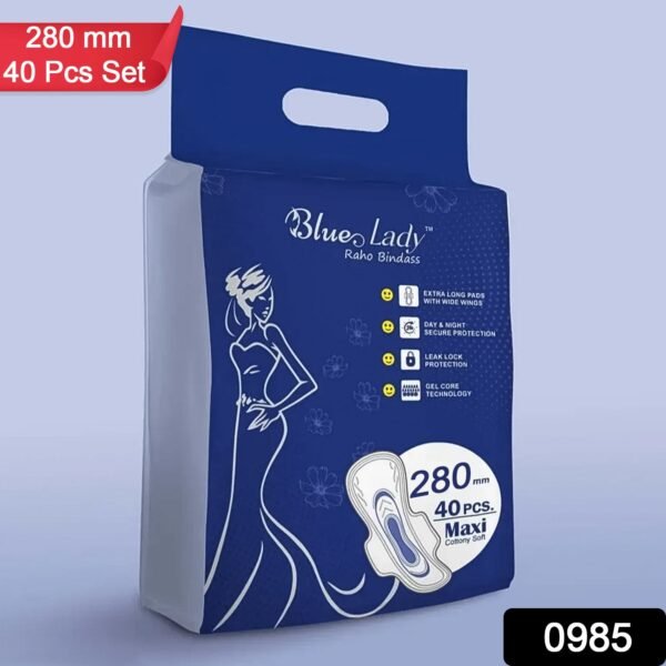 Blue Lady Extra Long Pads With Wides Wings Sanitary Pads – 280 mm, 40-Pack - Image 2