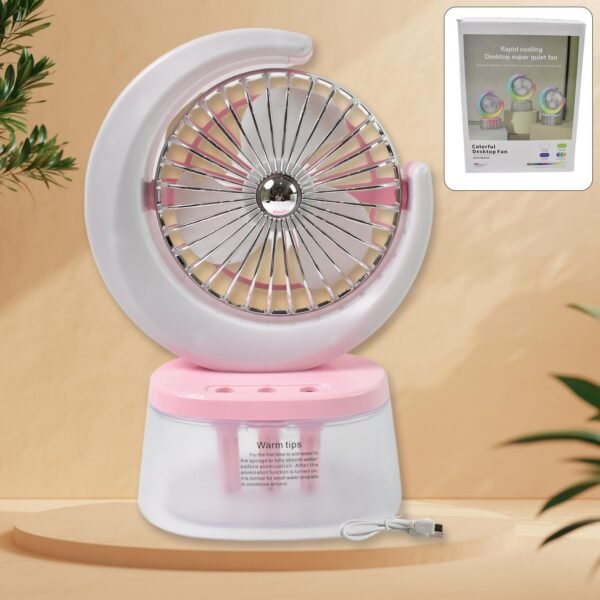 Desktop Fan - Camping Fan with LED Light, Portable Humidifying Fan (1 Pc / Plug & Play Fan)